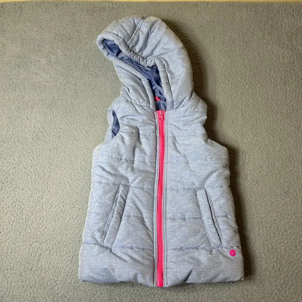 90 Degree by Reflex Vest Girls S Light‎ Blue Full Zip Hoodie Puffer Sleeveless